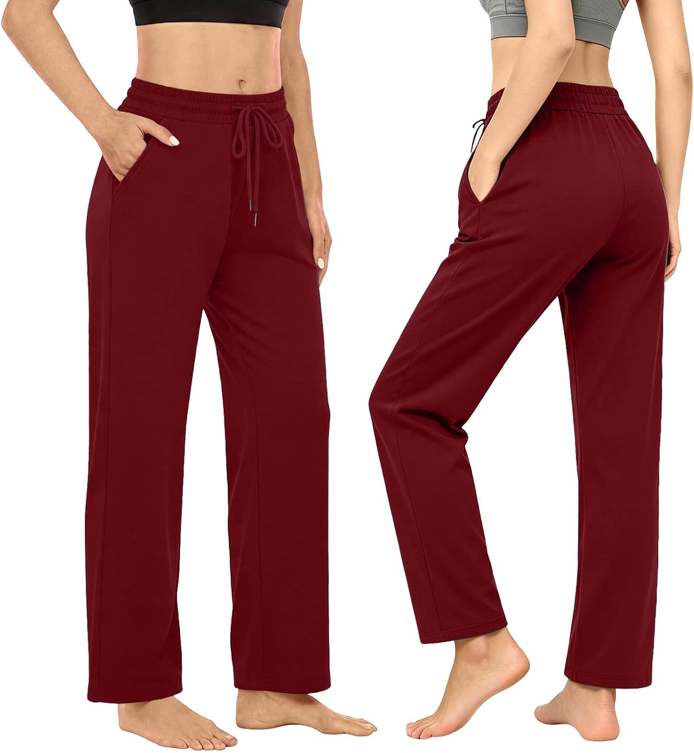 Wide Leg Sweatpants for Women Baggy Track Pants with Poackets Drawstring for Joggers Casual Wear Solid Loose Pants