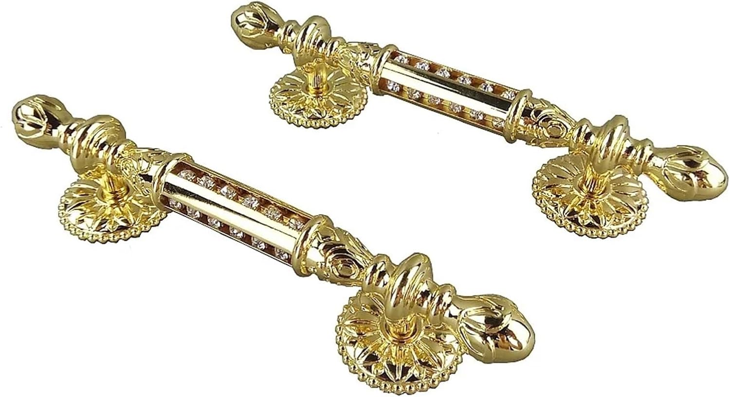 Gold Furniture Handles Crystal Glass Diamond Drawer Wardrobe Kitchen Cabinets Cupboard Dresser Pull Door Handle 2Pcs