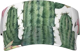Pink Flamingo Succulent Plants Printed Sport Sun Visor Hats, Adjustable Empty Top Baseball Sun Cap Golf Tennis Visor for Men Women, Black, One Size, Black, One Size