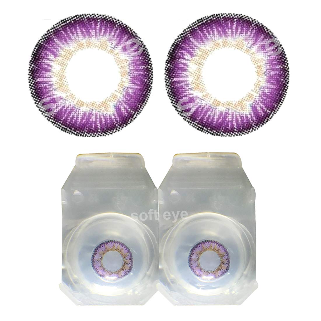 Soft Eye Pack of 1 Pair Monthly Violet Colored Contact Lens Zero Power With Lens Case-image-13