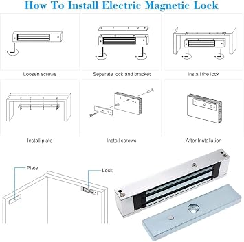 Electromagnetic Lock 1200LBS 500KG Holding Force Electric Magnetic Door Lock 12V Fail Safe NC Mode for Access Control System