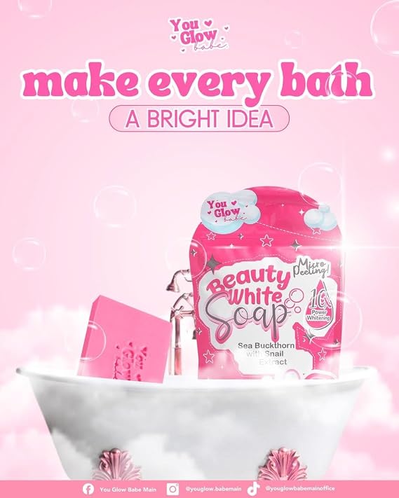 You Glow Babe Beauty White Soap, Formulated with Sea Buckthorn & Snail Extract, 70g x 5, Whitening
