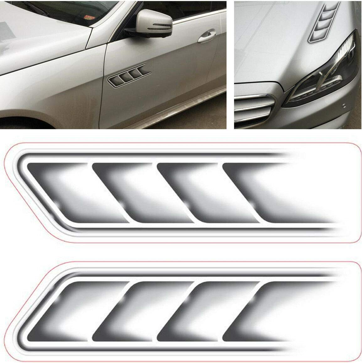 Car Styling 3D Fake Vents Decorative Outlet Side Vents Stickers PVC