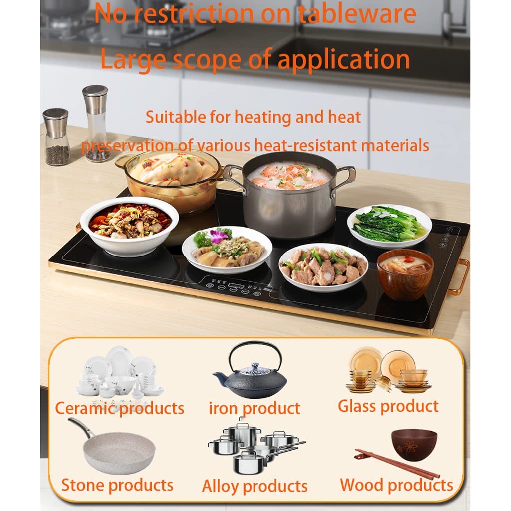 Bandeja calefactora eléctrica, Calentador de Alimentos para Fiestas, Control de Temperatura Ajustable, Adecuado para cenas Familiares, Fiestas