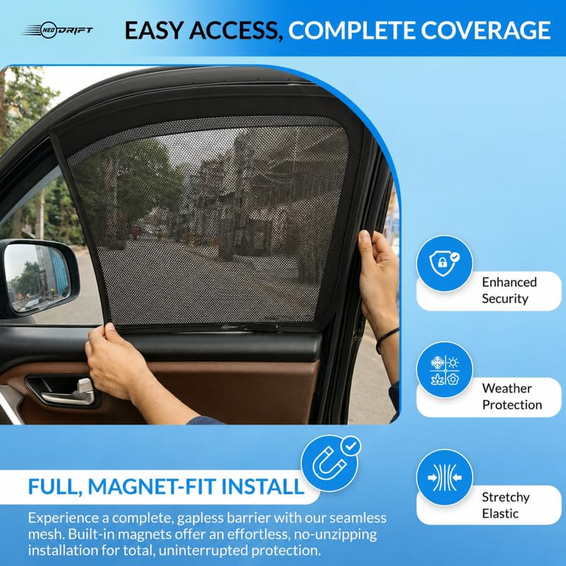 Image of NEODRIFT 'NeoShade' Magnetic Car Sunshades for Mahindra XEV 9E (Set of 2 - Front Row Only)(UV Protection, Magnetic Grip and Privacy & Heat Control)