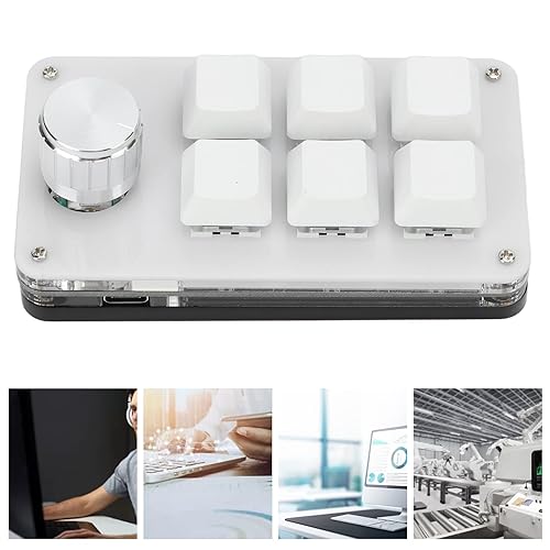 Miniatura 4 de Fydun Teclado mecánico con una sola mano multifunción de 6 teclas, teclado para juegos mini teclado programable de acceso directo con botón teclados