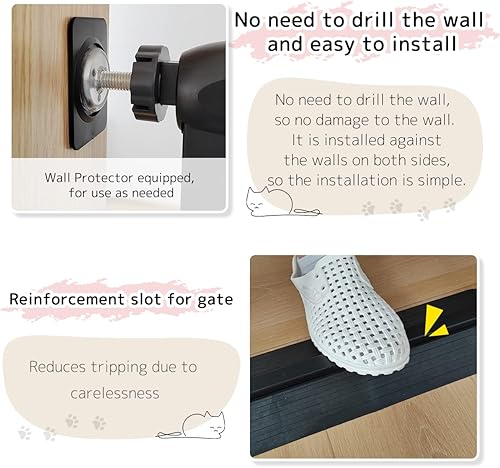 Miniatura 6 de Lumizone Puerta extra alta para gatos de 61.02 pulgadas, montada a alta presión, extra ancha 30.12-34.05 pulgadas (17 tamaños), espacio de 1.37