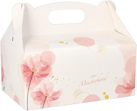 Papstar 18851 Cardboard Pastry Boxes Rectangular 20 x 13 x 9 cm Pink with Handle Pack of 20