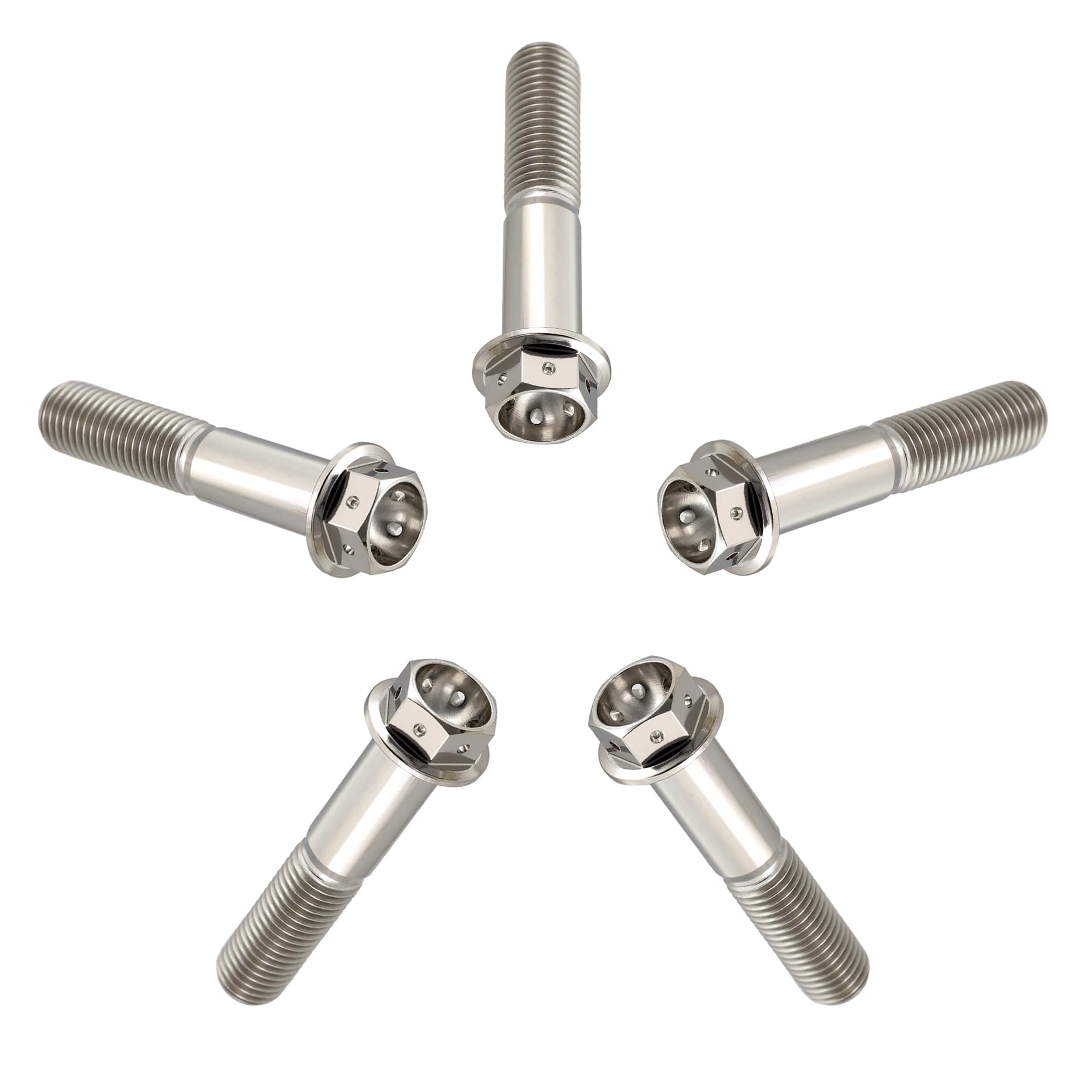 RISON-Titanium Tornillos de Brida de Titanio M10x1.25x30mm, 5 Piezas Tornillos de Cabeza Hexagonal con Reborde, Tornillos de Máquina Cabeza Allen, Accesorios de Modificación para Motocicleta, Bici