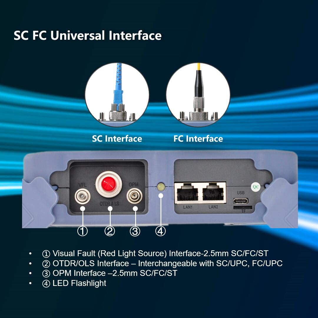 Mini OTDR Fiber Optic Tester 1310/1550nm 26/24dB SM - 4.3" Touchscreen Optical Time Domain Reflectometer, Built-in VFL OPM OLS Event Map, 11-in-1 Complete Test Kit for FTTH Networks