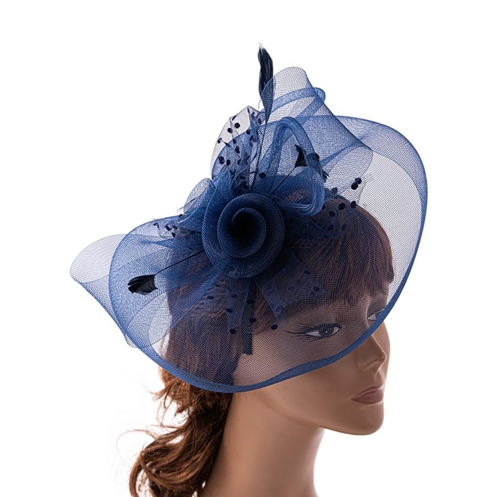 Bandeau pince à cheveux pour invitée de mariage, accessoire de tête plume et maille