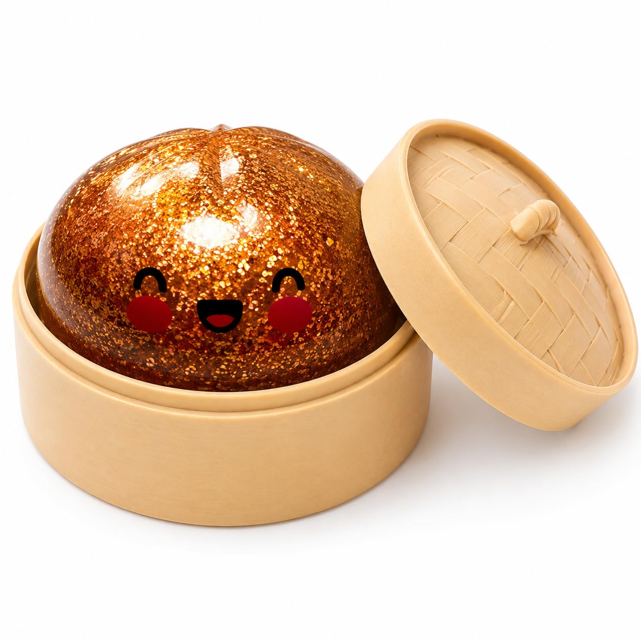 Glitter Dumpling Squishy , Squishy Dumpling for Stress Relief and Sensory Emotion, Portable Squeezy Dumplings for Office Desk Decoration and Creative Display, Bronze Colour Design