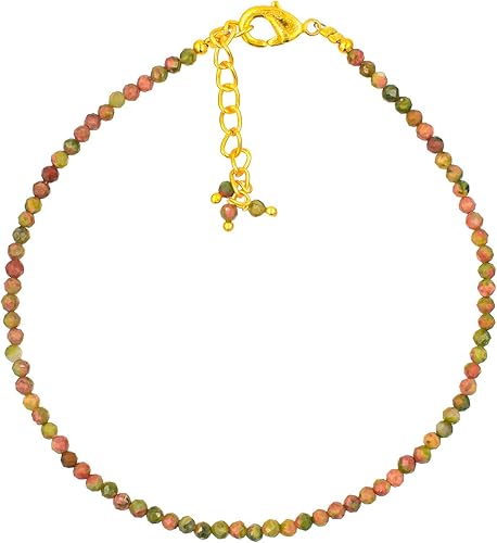 TGH Pulsera de cuentas naturales con piedras preciosas microfacetadas, joyería para ella, cristales curativos energéticos de piedra natal, cadena