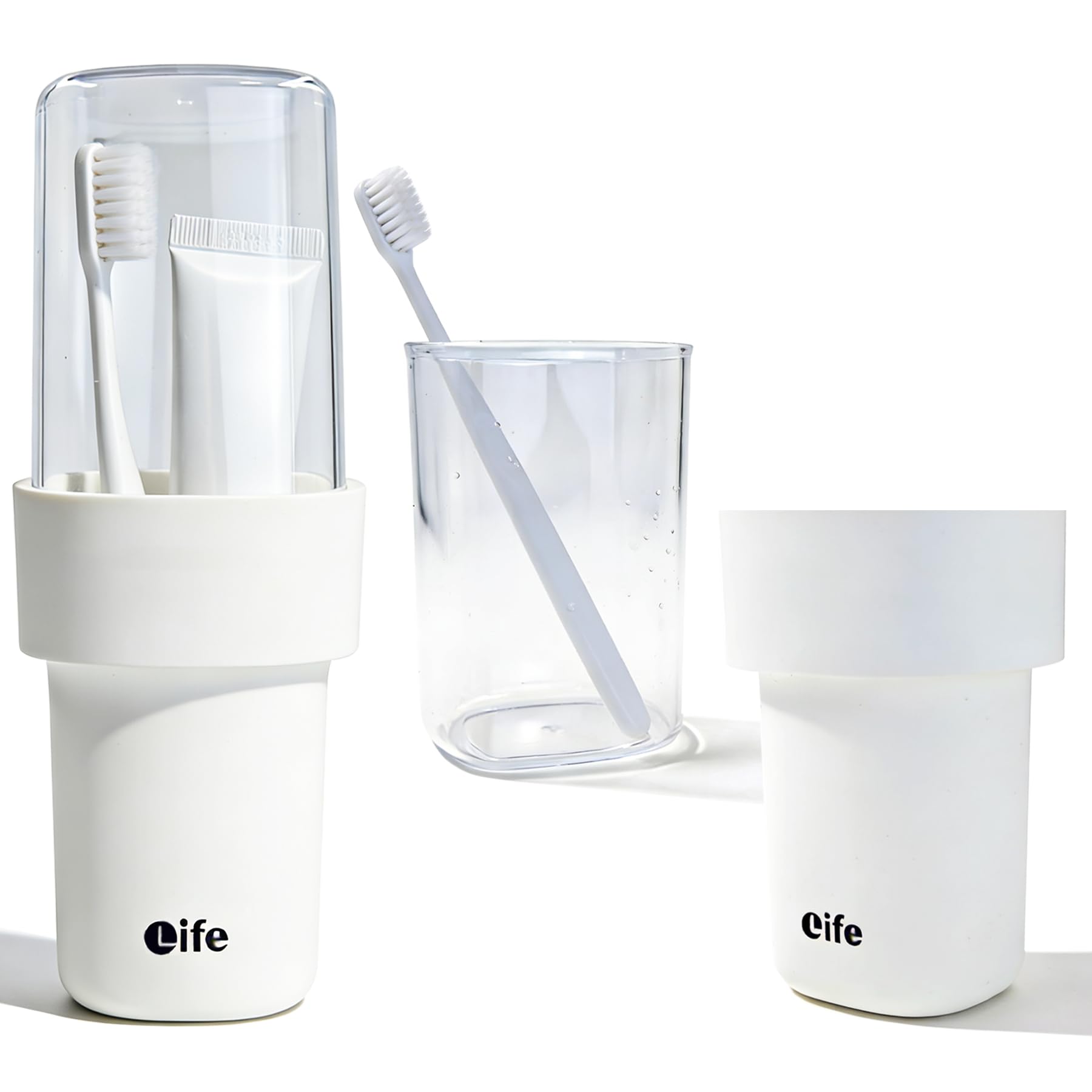 Portable Travel Toothbrush Case, Covered Toothbrush Cup Holders, Toothbrush and Toothpaste Travel Case, Toothbrush Storage Organizer Container for