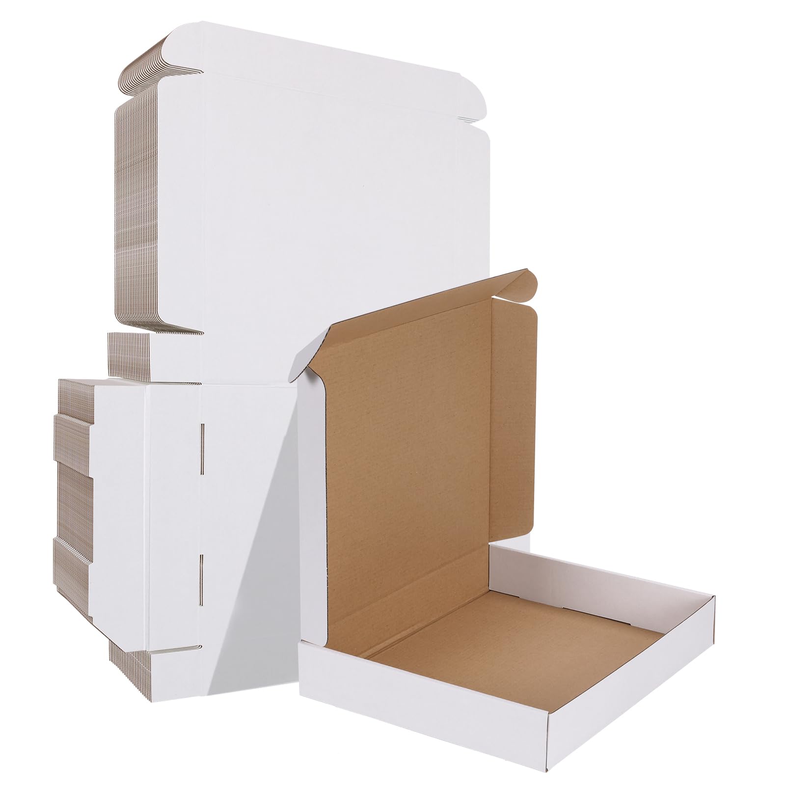 HORLIMER 12x10x2 inches Shipping Boxes Set of 25, White Corrugated Cardboard Box Literature Mailer