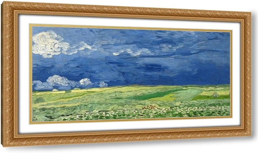 ArtDirect Wheatfield Under Thunderclouds 18x11 Gallery Wrapped Canvas Museum Art by van Gogh, Vincent