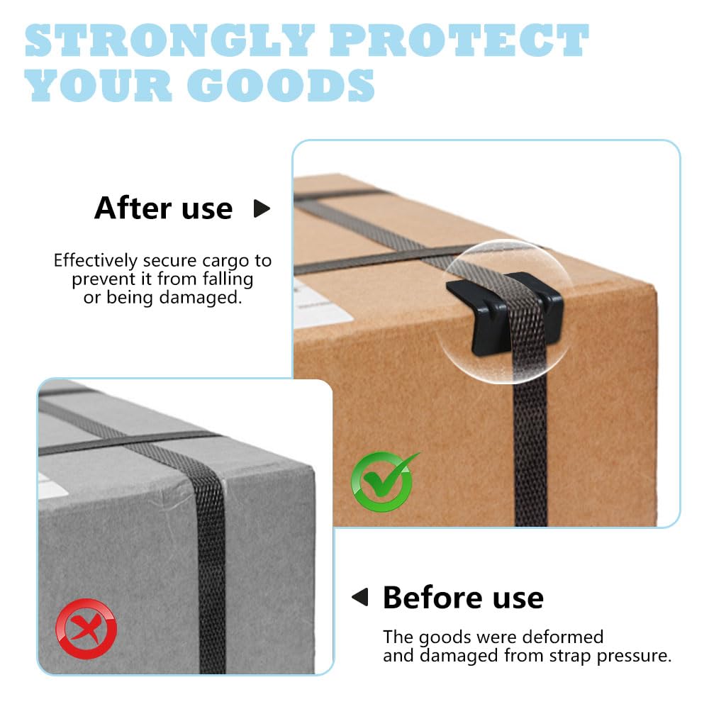 50 Pcs Protection de Bord pour Sangle D'arrimage 32mm Coin de Protection pour Emballage Carton Protection Angle Sangle en Plastique avec Cliquet pour Transport de Marchandises