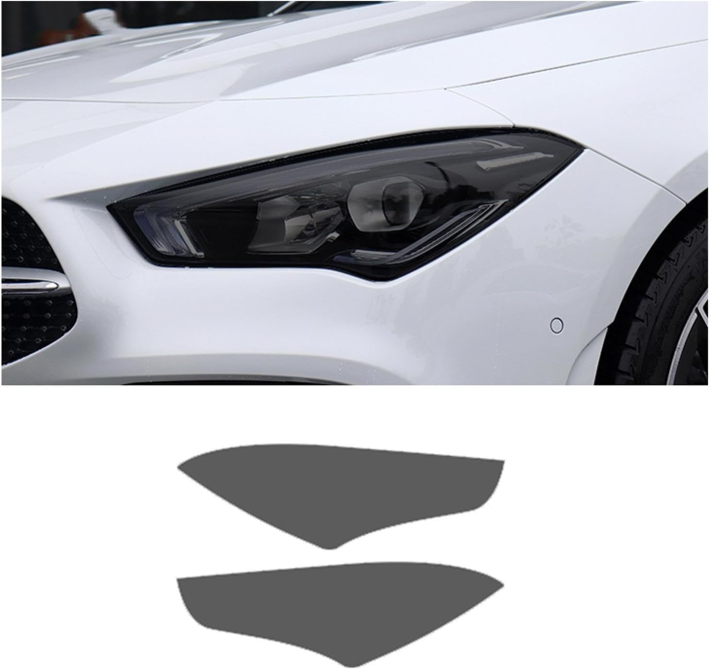 Car Headlight Protective Film for MERC&edes B&ENZ CLA-Class W118 2019-2023 Blackened Car Headlight Film Front Light Transparent Blackened Exterior Protective Sticker
