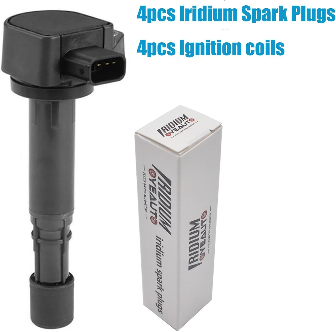 Ignition Coil Pack Iridium Spark Plug Set of 4 UF-400 UF400 Compatible with Civic Acura 2002-2004 EL 2001-2005 Civic 1.7L L4