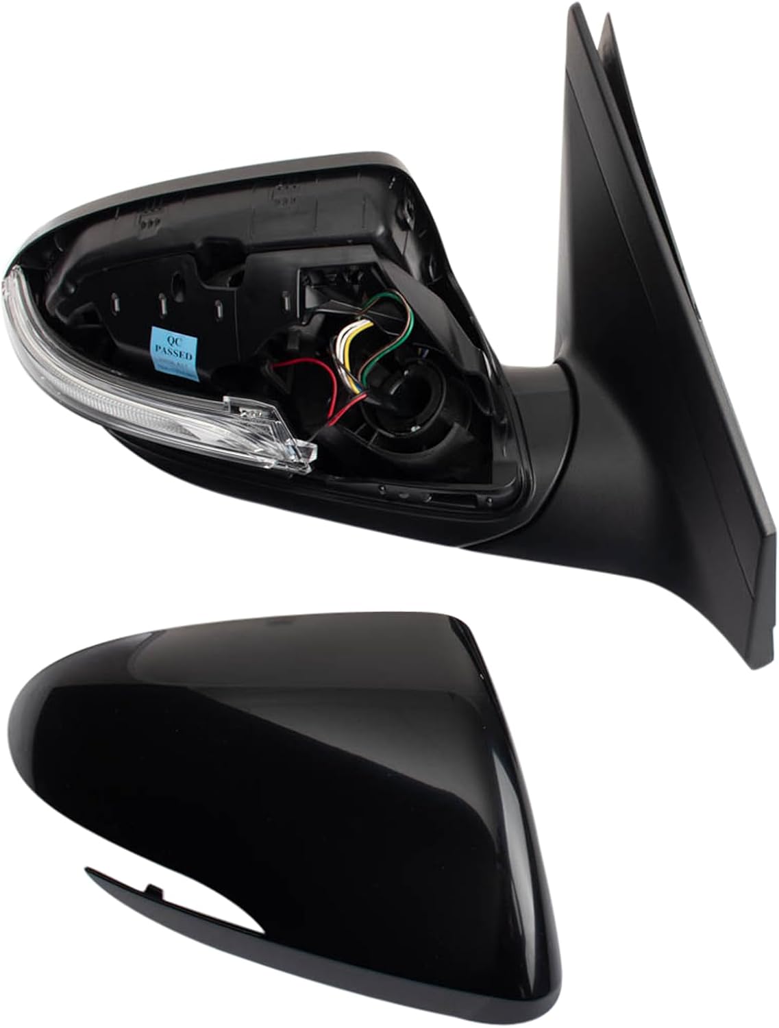 TRQ Passenger Side Heated Power Mirror with Turn Signal Smooth Black Compatible with 2017-2018 Hyundai Elantra HY1321254