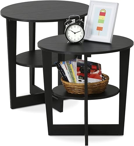 Miniatura 4 de Furinno JAYA Mesa auxiliar ovalada dos nogal