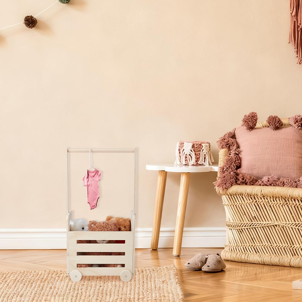 UNICRAFTALE Wooden Baby Shower Crate Closet Baby Storage with 6pcs ' Hanger Crate Hamper Shower Party Basket with Leaf Vine A~Z Cutout Welcome Babies Gifts Pregnancy Gifts for Parents 41x28x74cm - Image 2