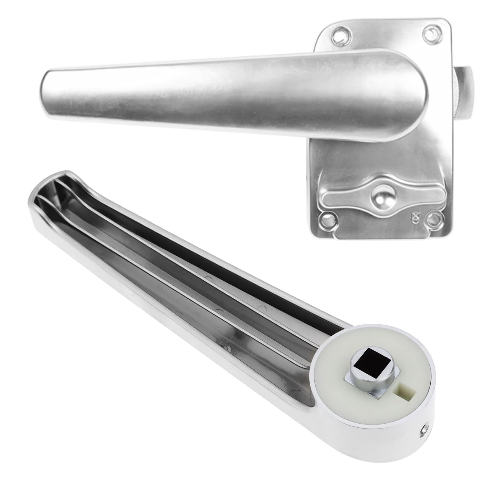 Briny River Bathroom Door Handle 7mm Hole for Caravans Campervans with Fixing Screw Silver - Image 2