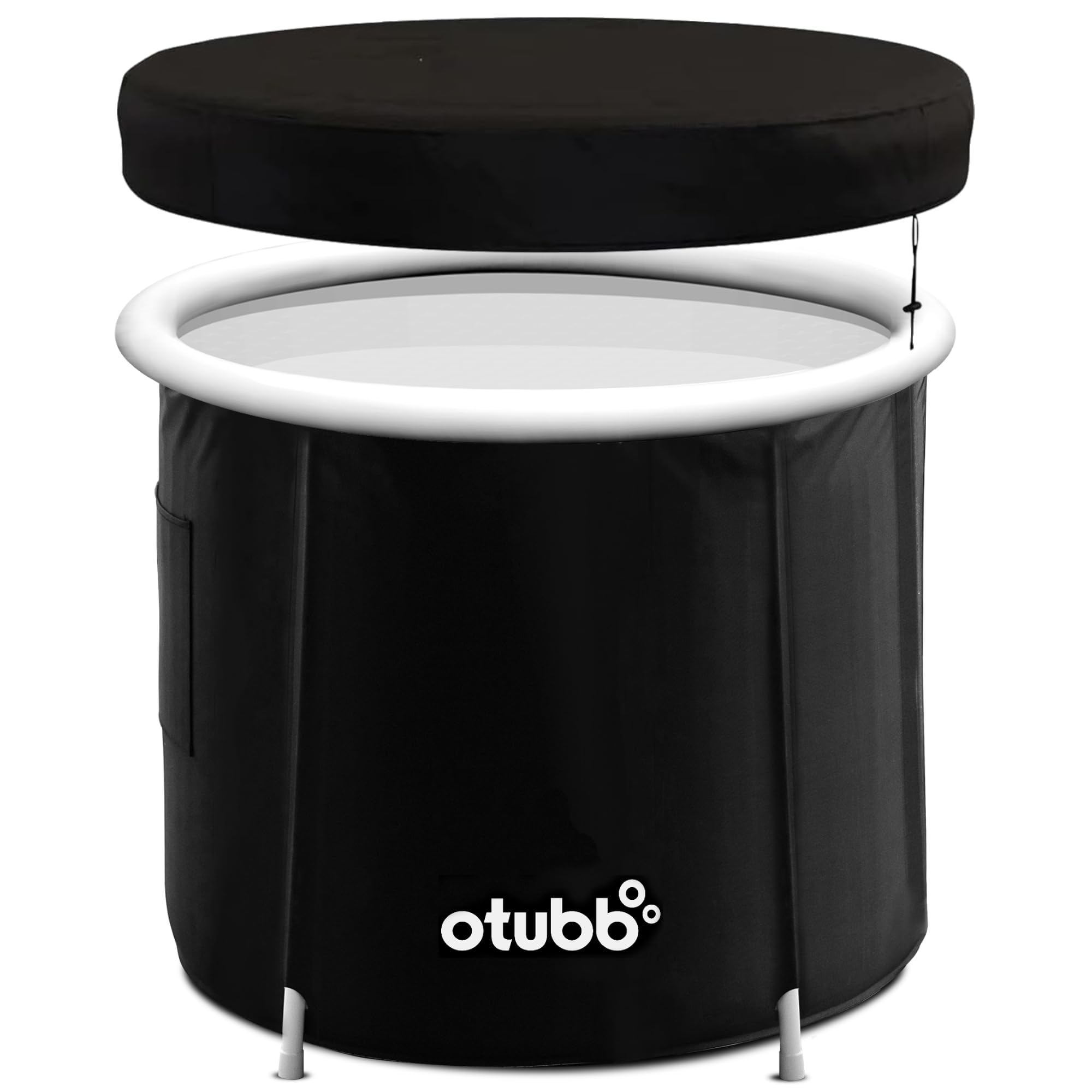 Baño de hielo de 75 cm de diámetro, bañera plegable hinchable, bañera de asiento para exteriores para adultos para jardín o ducha, bañera móvil de plástico, bañera de plástico, color negro