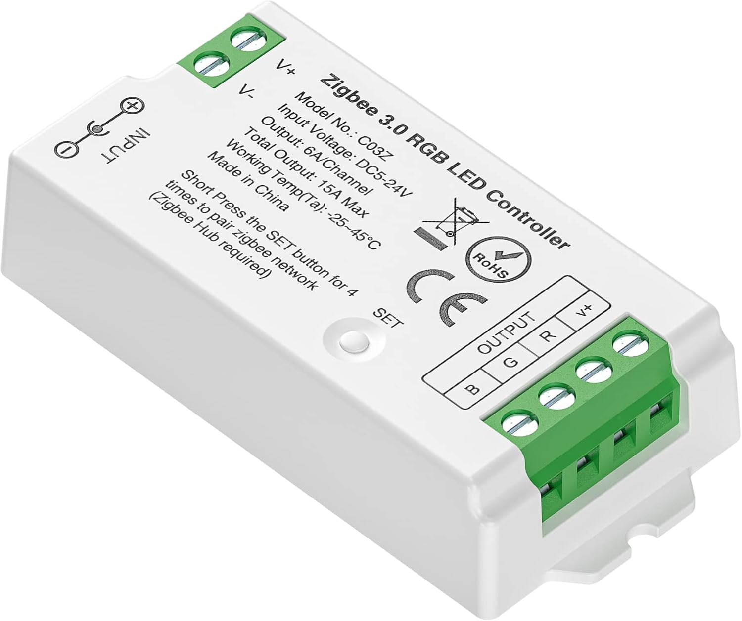 BTF-LIGHTING C03Z RGB Zigbee 3.0 LED Controller for 5050 RGB COB LED Strip Voice Control Dimming Compatible with Echo Plus Echo(4th Gen) Philip H-UE Home-kit Gateway(Not Content Gateway)