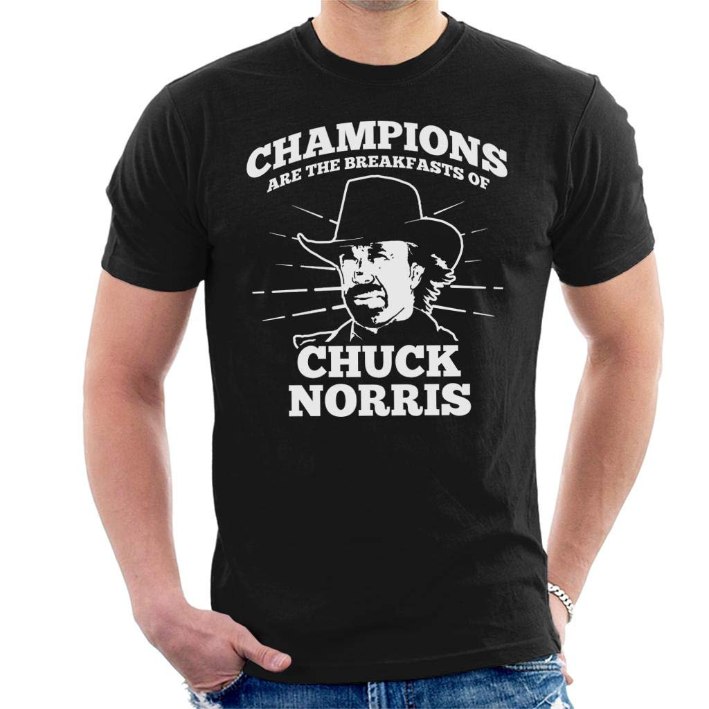 Cloud City 7 Men's Black Champions Are The Breakfasts Of Chuck Norris T-Shirt