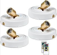 Vista 23 de Paquete de 2 focos LED para interiores, funciona con pilas, luces LED con control remoto, focos inalámbricos, luces de disco regulables