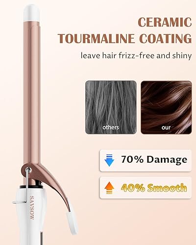 Miniatura 3 de SAVSOW Rizador de 34 pulgadas, varita rizadora de barril largo para cabello corto y largo, rizador de pelo de doble voltaje con turmalina de cerámica