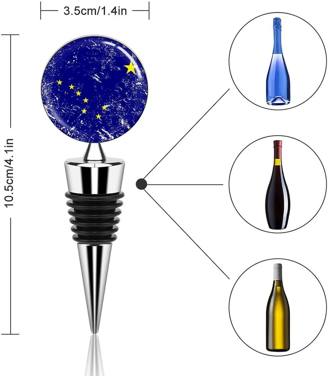 Alaska State Flag Wine Stopper Reusable Bottle Stoppers