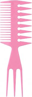 Wide Tooth Comb, 3 In 1 Professional Pink Barber Tool Heat Resistant Anti Static Textured Hair Styler Vintage Oil Head Mens Grooming Comb for Slicked Back Pompadour Hairstyles and Daily Salon Use
