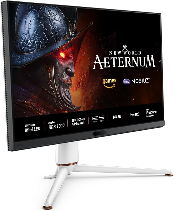 BenQ MOBIUZ EX321UX 32” 1152-zone Mini LED 4K eARC 144Hz 1ms DP2.1 Gaming Monitor, USB-C DisplayHDR 1000 Freesync Premium Pro KVM, Pixsoul Engine (Renewed)