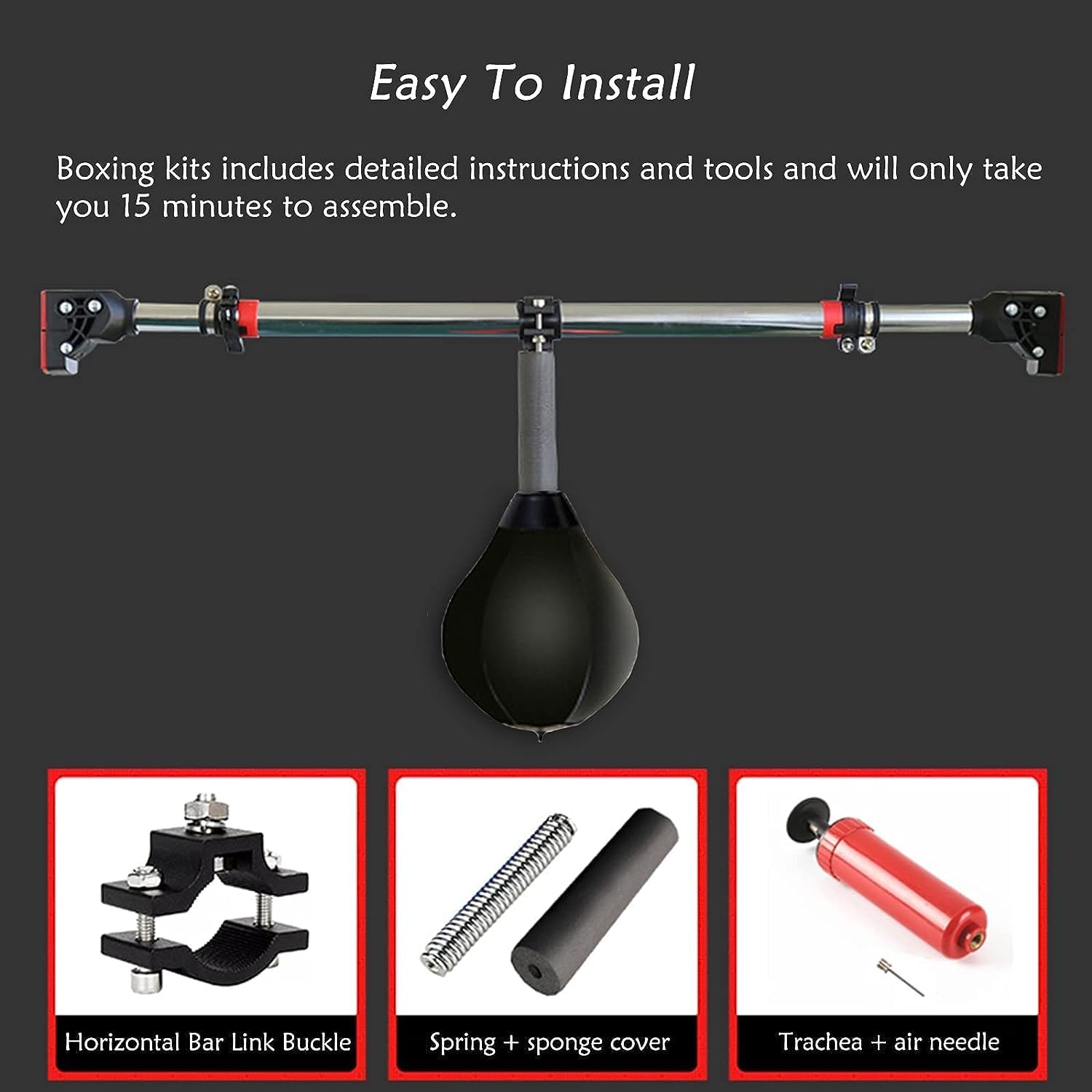 Speed Bag for Boxing, Hanging Punching Speed Bag with Adjustable Horizontal Bar, Doorway Boxing Reflex Ball for Man Woman Teenager Child, Exercise & Fitness Equipment