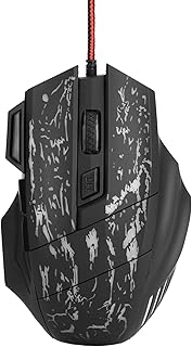 Richer-R Wired Gaming Mouse,USB Wired Optical Game Gaming Mouse Computer Mouses with 7 Buttons and Lights, 5 Adjustable DPI Levels For PC games