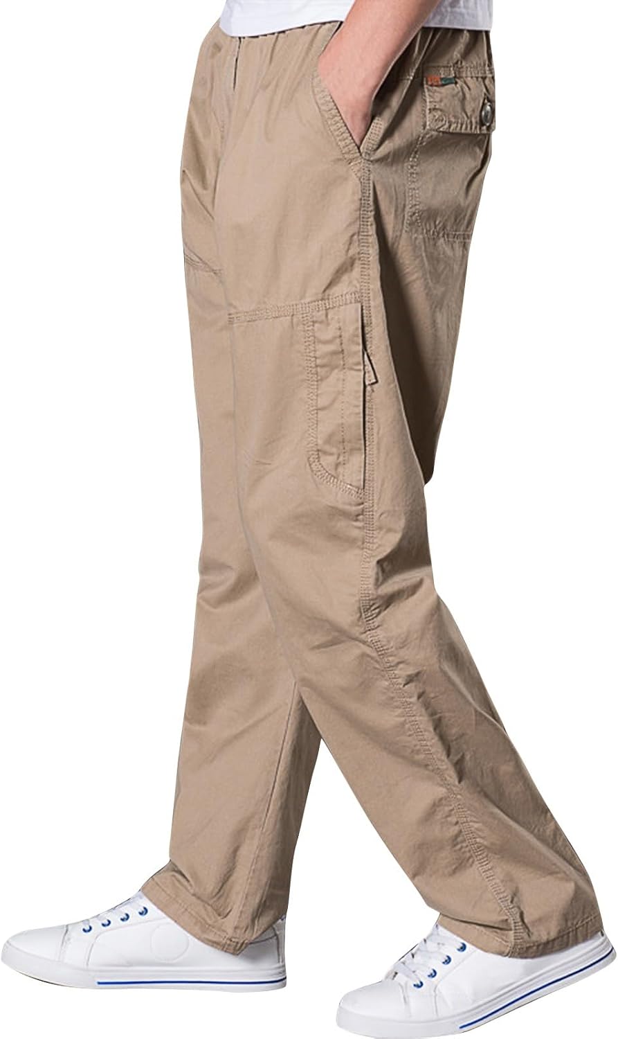 WENKOMG1 Men's Pants, Hiking Tactical Stretch Military Combat Work Pants with Pockets, L-6XL