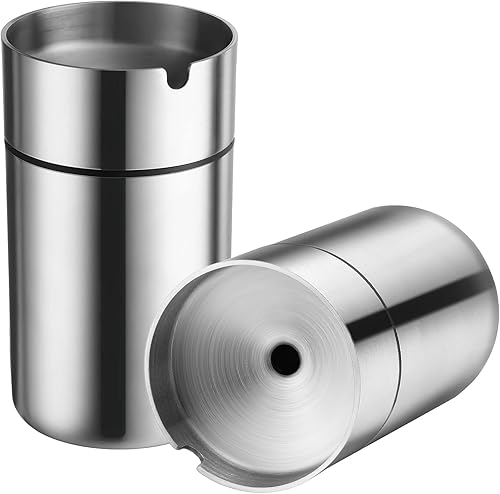 Miniatura 7 de 2 vasos de automóvil con tapa, portavasos, portátil, para automóvil, mini basurero, de acero inoxidable, desmontable, resistente al viento, para