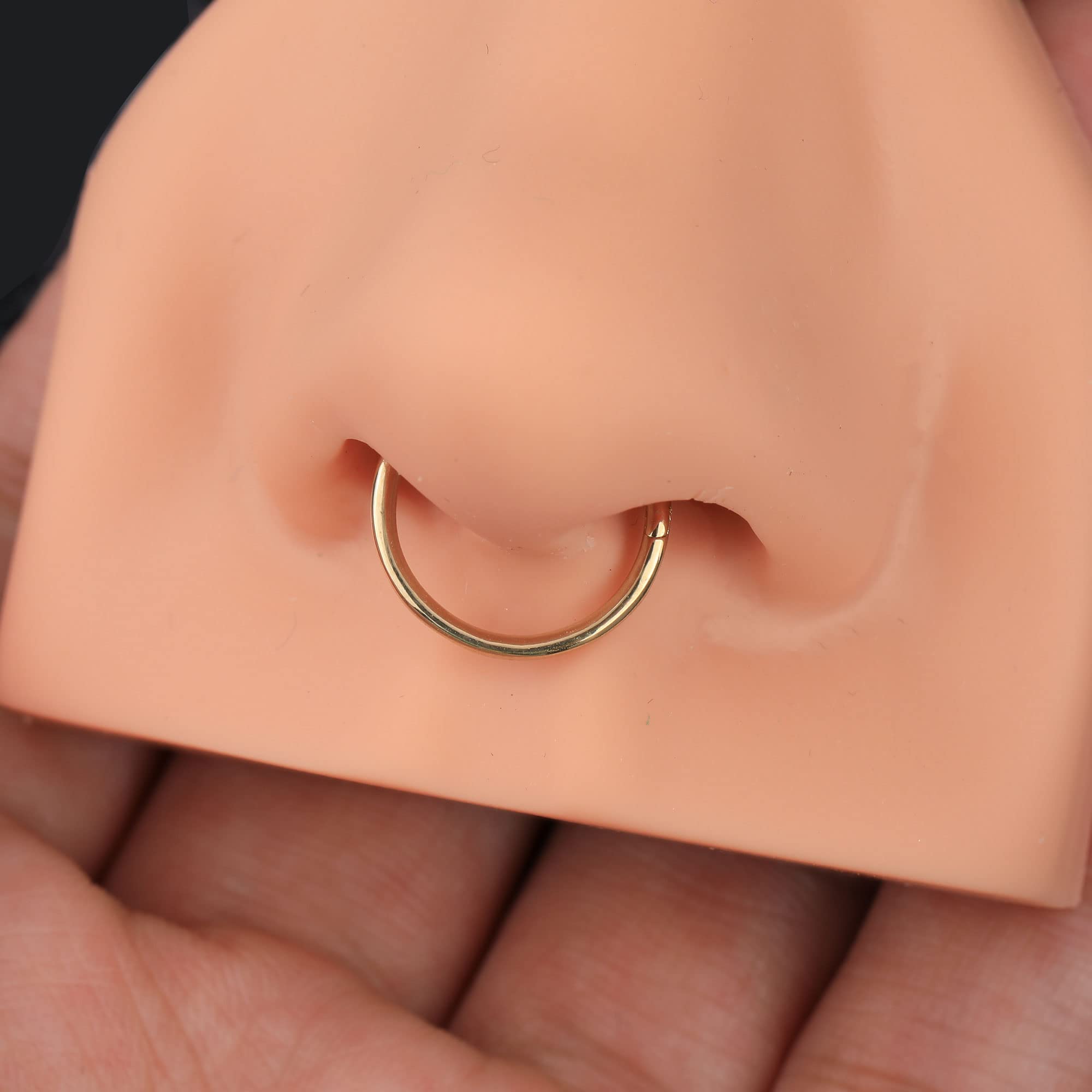 OUFER Body Piercing Helix Creolen Ohrring Ring Piercing Schmuck 16G 9K gold Scharnier Clicker Segmentring Lippe Septum Daith Tragus Conch Piercing Knorpel Ohrring