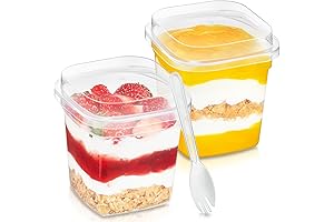 Qeirudu 8oz Dessert Cups with Lids - Durable Plastic Cups for Desserts,...