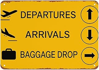 Vintage Metal Signs Retro Airport Signboards Wall Art Poster Sign For Room Office Coffee Bar Decor 8x12 inches