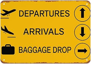 Vintage Metal Signs Retro Airport Signboards Wall Art Poster Sign For Room Office Coffee Bar Decor 8x12 inches