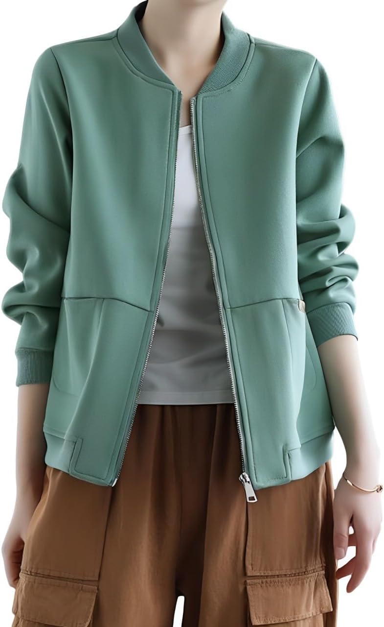 Amazon | [アパンプ] ブルゾン ジャケット ジップ アウター ノーカラー