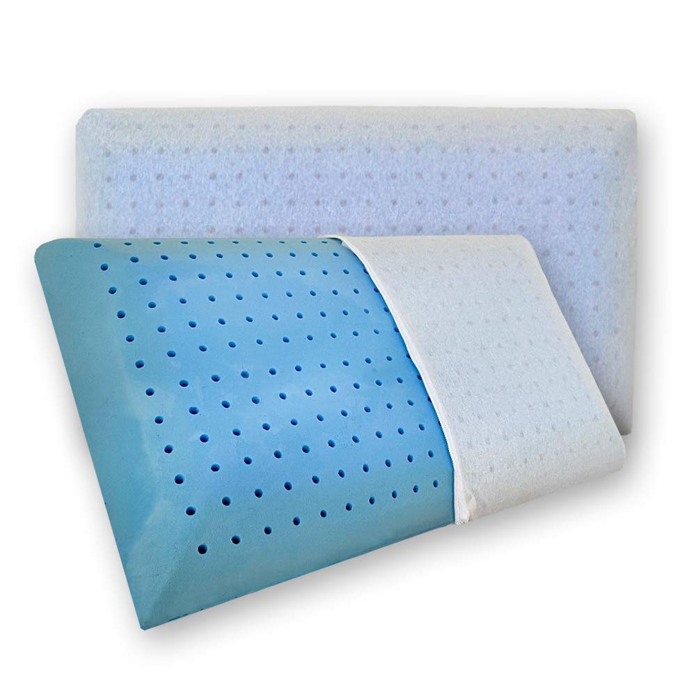 Comprarredo Coppia Cuscini saponetta Memory Polar gel forato traspirante, alti 16cm, 72x42cm, antiacaro con federa in cotone