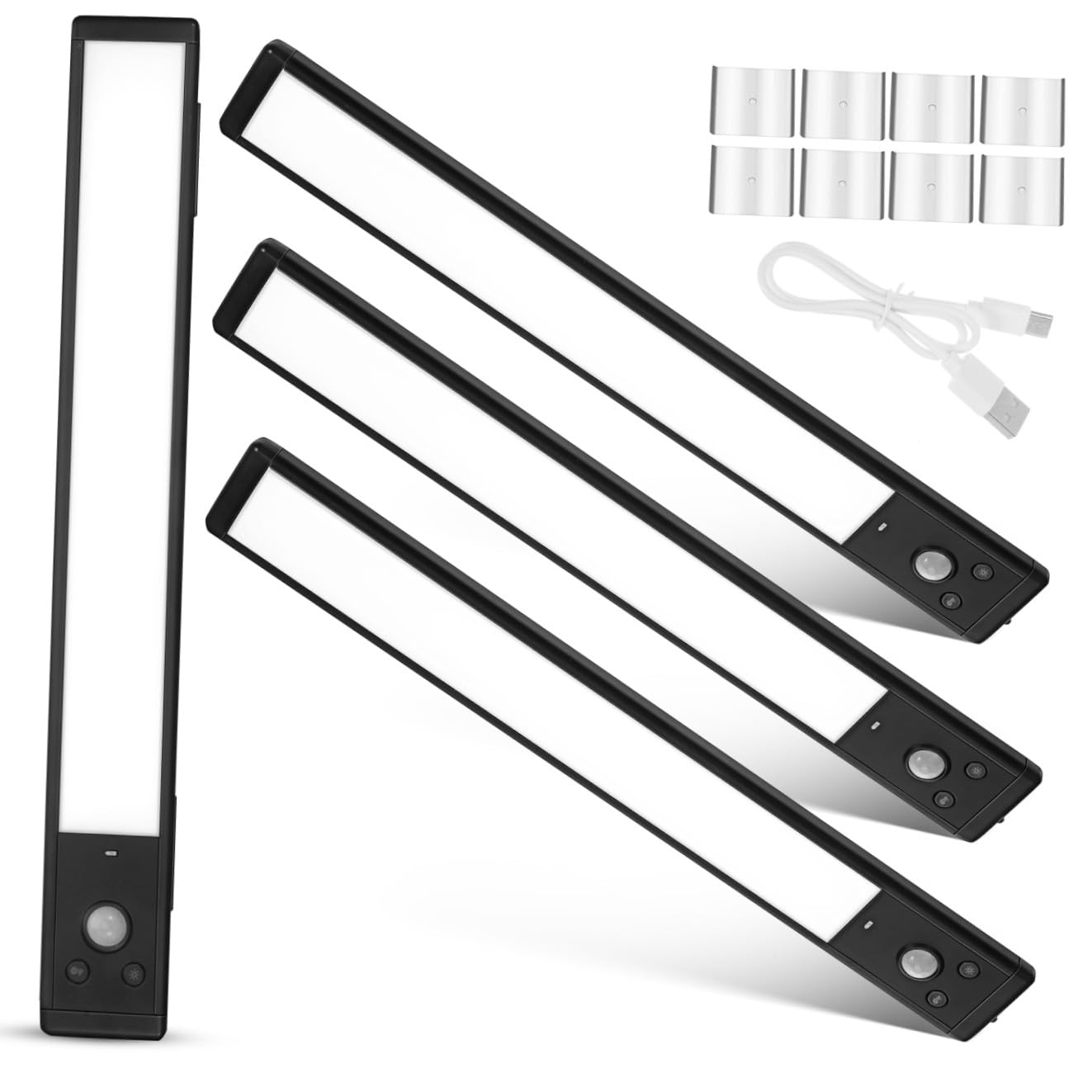 NUOBESTY 4piezas Luces Led Sensor De Movimiento Barra De Luz Led Para Debajo Del Gabinete Iluminación Automática