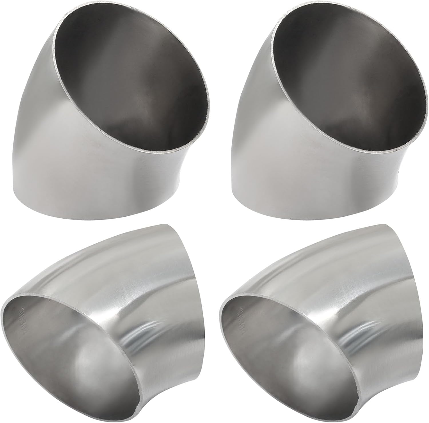 Murtenze 4 Pack OD 3 Inch 45 Degree Stainless Steel Bend Tube Exhaust Elbow Pipe for Car Modified Exhaust System 3" Piping Silver Tone，Stair Handrail Bend