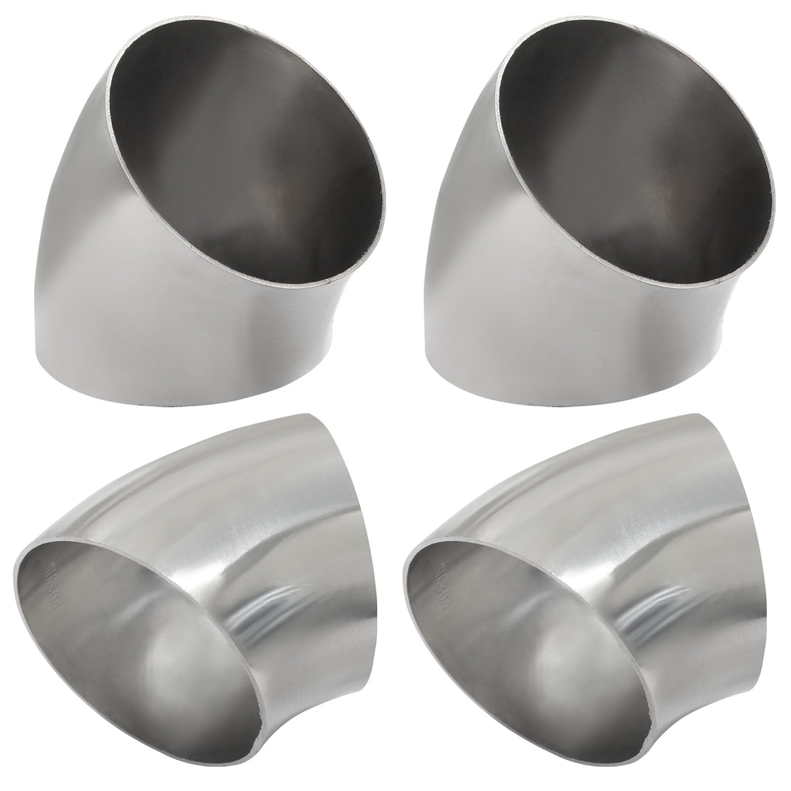 Murtenze 4 Pack OD 3 Inch 45 Degree Stainless Steel Bend Tube Exhaust Elbow Pipe for Car Modified Exhaust System 3" Piping Silver Tone，Stair Handrail Bend