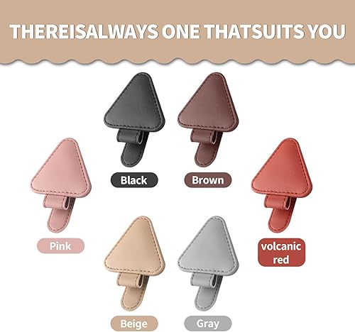 Miniatura 6 de Soporte para lentes de sol para automóvil, soporte magnético de cuero triangular para lentes de sol y clip para tarjeta de boletos, clip de soporte