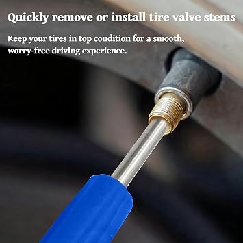 Tyre Valve Core Removal Tool, Steel Shaft Plastic Handle